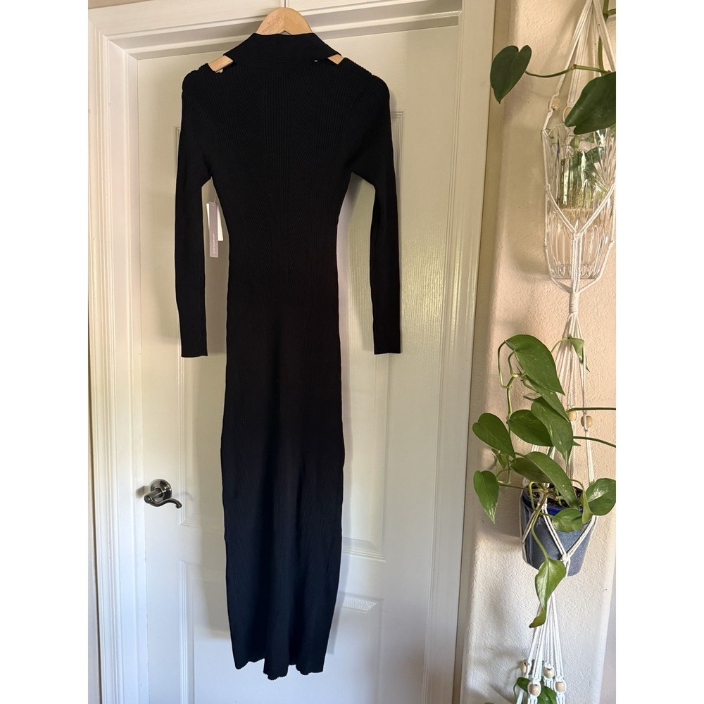 Anthropologie Long Sleeve Crisscross Knit Maxi Dress Black S NWT $228 - Picture 10 of 16